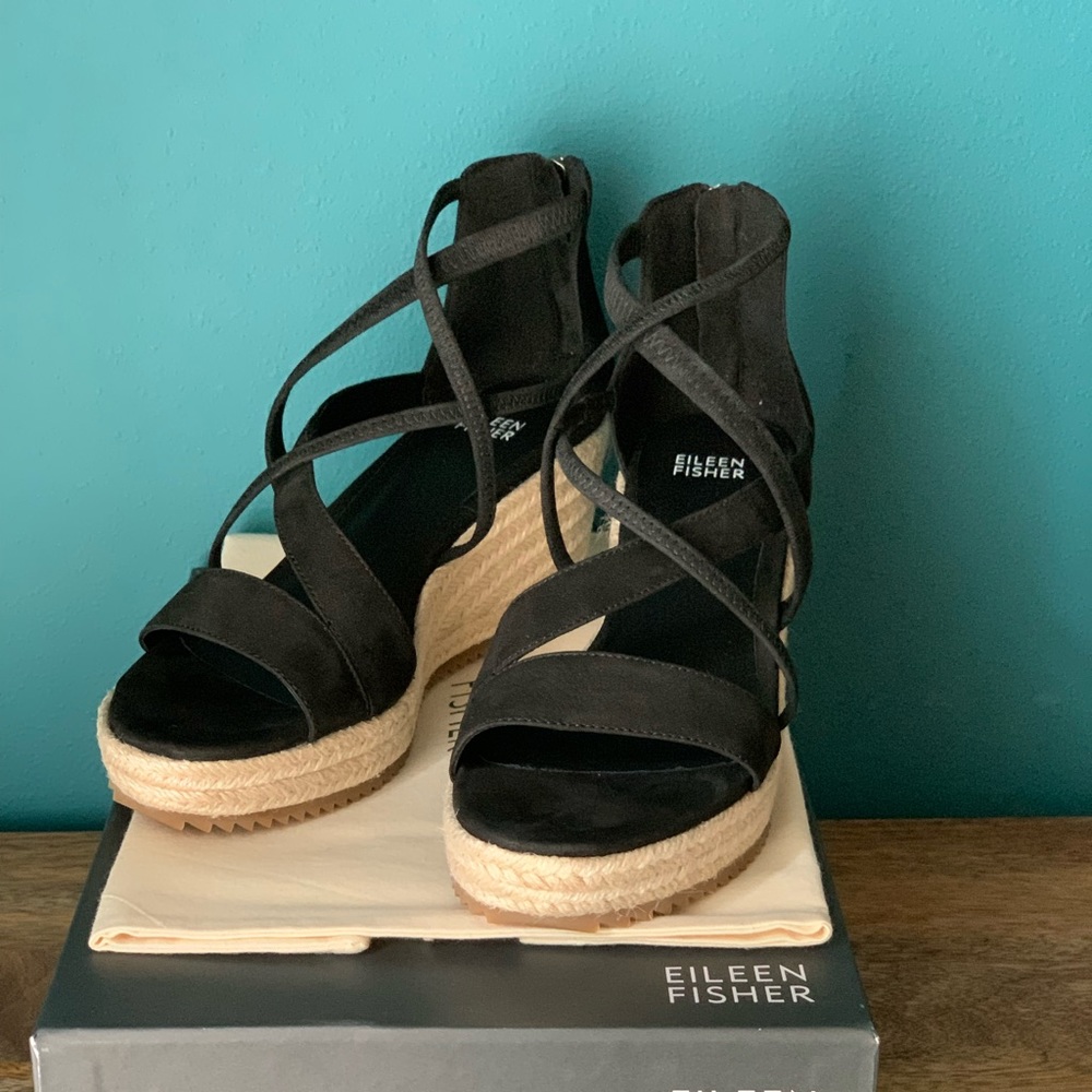 Eileen Fisher Wanda Espadrille Sandal, Black 8M